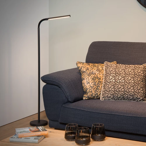 Lucide GILLY - Floor reading lamp - LED - 1x6W 2700K - Black - atmosphere 1